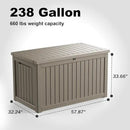 230 Gallon Outdoor Deck Box,Storage Lockable Waterproof Patio Furniture,Garden Tools,Cushions,Pool Accessories Outside Storage Resin Box(Grey) by CozyNest Decor