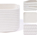 Small Storage Baskets for Organizing | Closet Organizer Bins | Shelf Toy Basket | Woven Rope Baskets | Cube Decorative Box | Shallow Basket | 13x8.5x5.1” | 3 Packs Off White by TinyTreasures Baby Boutique