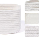 Small Storage Baskets for Organizing | Closet Organizer Bins | Shelf Toy Basket | Woven Rope Baskets | Cube Decorative Box | Shallow Basket | 13x8.5x5.1” | 4 Packs Off White by CozyNest Decor