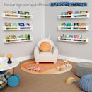 Large Nursery Book Shelves Wall Mounted for Kids Room, White Floating Nursery Bookshelf for Baby Girls Boys Bedroom, Toddler Kid Book Shelf for Classroom Library (32 Inch Long Set of 3) by TinyTreasures Baby Boutique
