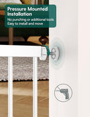Babelio Baby Gate with Adjustable Cat Door,29-43" Auto Close Durable Pet door for Stairs,Doorways and House,Pressure Mounted,Easy Install,Effortless Walk Thru,White by TinyTreasures Baby Boutique