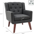 Accent Chair Button-Tufted Upholstered Living Room Chairs Comfy Reading Chair Mid Century Modern Chair with Linen Fabric Lounge Arm Chairs for Living Room Bedroom (Dark Grey) by CozyNest Decor