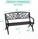 FDW Outdoor 50 Inches Garden Bench, Slatted Seat Armrests Floral Design Backres and Arch Legs, Perfect for Park, Yard, Porch, Lawn, Balcony, Backyard, Black by CozyNest Decor