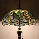 Tiffany Floor Lamp Stained Glass Lamp Standing Reading Light 16x16x70 Inch for Living Room (Amber Yellow Dragonfly) by CozyNest Decor