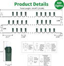 White Wide Angle LED Christmas Lights, 64.8 Ft 300 Count, Pack of 3 Strands 21.9 Ft 100 Lights UL Certified Commercial Grade Green Wire 5mm Holiday String Light by CozyNest Decor