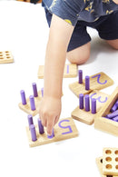 Counting Peg Board - Montessori Math and Numbers for Kids - Wooden Math Manipulatives Materials by TinyTreasures Baby Boutique