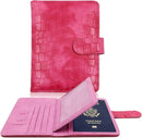 Melsbrinna Unisex Adult Travel Wallet, RFID Protected, Pink Faux Leather Passport Cover with 6 Compartments and 4 Card Slots by TinyTreasures Baby Boutique