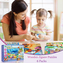 Wooden Puzzles for Kids Ages 3-5, 24 Piece Colorful Learning Toys for Toddler Children - Educational for Boys and Girls (6 Puzzles) by TinyTreasures Baby Boutique