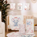 Personalized Nursery Crib Bedding Set: Custom Name 5 Piece Baby Crib Sets with Pink Flower and Elephant Pattern - Toddler Double Layer Blanket Set, Comfortable Crib Bed Sheets for Baby Grils by TinyTreasures Baby Boutique