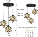 Farmhouse Glam Chandelier with Glass Star Pendants Light Fixture Elegant Ceiling Hanging Lights Included Warm Light Bulbs Black by CozyNest Decor