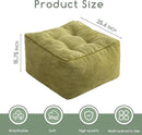 HIGOGOGO Square Stuffed Pouf Ottoman, Corduroy Poufs with Foam Chunk Filling, Furry and Fluffy Pouf Foot Stool Storage Ottoman, 25.6 X 25.6 Floor Poufs Foot Rest for Living Room, Green by CozyNest Decor