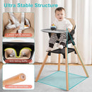 Baby High Chair, 6 in 1 Wooden Convertible High Chairs for Babies and Toddlers, Booster Seat with Double Tray & Reversible Footrest, 5-Point Harness Infants Feeding Seat, Black by TinyTreasures Baby Boutique