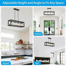 XINGQI Black Kitchen Island Light Fixtures Over Table, 31.5" Rectangular Linear Chandeliers Farmhouse Dining Room Pendant Ceiling 4-Light with Glass Lampshade for Living Room Bar Office by CozyNest Decor