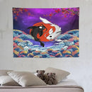 Houselerax Japanese Koi Fish Tapestry, Yin Yang Big Wave Cherry Blossom Tapestries Wall Hanging for Bedroom Living Room Office Decor 40"x30" by CozyNest Decor