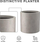 Kante 9.8" Dia Round Concrete Planter, Modern Style Large Cylindrical Plant Pot with Drainage Hole and Rubber Plug for Indoor Outdoor Patio, Weathered Concrete by GreenHaven Gardens