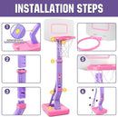 Super Joy Toddler Girl Basketball Hoop - Adjustable Kids Ball Hoop Set for Indoor - Portable Pink Mini Basketball Goal Outdoor Outside Pool Sport Toys Gifts for Baby Boys Age 1-3 2-4 3-5 by TinyTreasures Baby Boutique