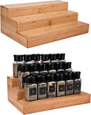 Step Spice Rack Set Cabinet Shelf Spice Holder, 3-Tier Bamboo Spice Organizers for Cabinet/Pantry/Cupboard/Countertop, Step Display Rack for Toy Suitable for Home/Office, 2 Pack Step Rack by CozyNest Decor