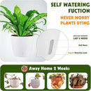 Self Watering Pots for Indoor Plants, 6-Pack 5'' Self Watering Planter with Drainage Holes, Small African Violet Pots with Water Indicator, Clear Wick Orchid Pot, White by CozyNest Decor