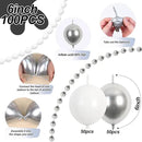White and Silver Linking Balloons, 100PCS 6 Inch Small Metal Silver Quick Link Balloons for Making Balloon Wall Heart Arch Tails Balloon for Wedding Birthday Baby Shower Graduation Party Decorations by CozyNest Decor