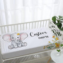 Personalized Nursery Crib Bedding Set: Yellow Floral Custom Name 5 Piece Baby Crib Sets with Elephant Theme - Toddler Double Layer Blanket Set, Comfortable Crib Bed Sheets for Baby Grils by TinyTreasures Baby Boutique