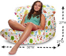 Posh Creations Bean Bag Chair Lounger Structured Seat for Kids, Teens and Adults, Comfy Chair for Gaming, Reading and Watching TV, Laguna Lounger, Canvas - Forest Critters on White by TinyTreasures Baby Boutique