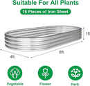 JERIA 8×4×1ft Oval Raised Garden Bed,Galvanized Raised Garden Bed Kit Outdoor Metal Gardening Planter Box for Vegetable, Fruits, Flower，Herbs by GreenHaven Gardens