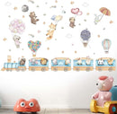 Hot Air Balloon Animal Wall Decals - Elephant Lion Giraffe Train Animal Wall Stickers - Baby Nursery Kids Girls Bedroom Daycare Wall Decor by TinyTreasures Baby Boutique