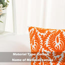 HWY 50 Orange Fall Decorative Throw Pillow Covers 18x18 Inch (1 Piece), Embroidered Cotton Farmhouse Cushion Cover Pillow Case for Sofa Couch Living Room Bed Bedroon, Floral Branches by CozyNest Decor