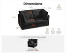 Oversized Modular Sofa, Extra Deep Cloud Corduroy Sectional Couch with Ottoman Chaise, Fluffy Corduroy 2 Seater Sofa Bed for Living Room, Villa (Loveseat Sofa, Corduroy Black) by CozyNest Decor