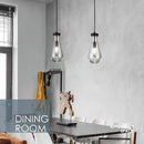 Raindrop Pendant Light, Black Glass Pendant Lighting, Hand Blown Teardrops Modern Hanging Light for Entryway Foyer Stairway Kitchen Island Bedroom Dining Living Room Hallway by CozyNest Decor