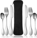 7 Pieces Bariatric Eating Portion Control Flatware Bariatric Management Silverware Serving Spoons Forks Knives Stainless Steel Weight Loss Utensils with Fabric Storage Bag by CozyNest Decor