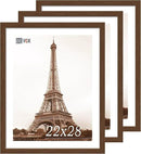 VCK 22x28 Picture Frame 3 Pack, Brown Wood Poster Frame with Exclusive Wood Grain, Wall Mounting Hanging by CozyNest Decor