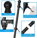 ZMTECH 2 Pack 5FT Flag Pole Kit with Solar Light and Proud American Flag, Adjustable Bracket and Upgraded Tangle-Free Ring 1" Stainless Steel Flagpole for Day and Night, Residential, Commercial, Black