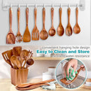 Wooden Spoons for Cooking, Acacia Wood Cooking Utensils Set – 11 Piece Wooden Kitchen Tools with Holder, Spoon Rest, Nonstick Cookware Safe by HOWHONG by CozyNest Decor
