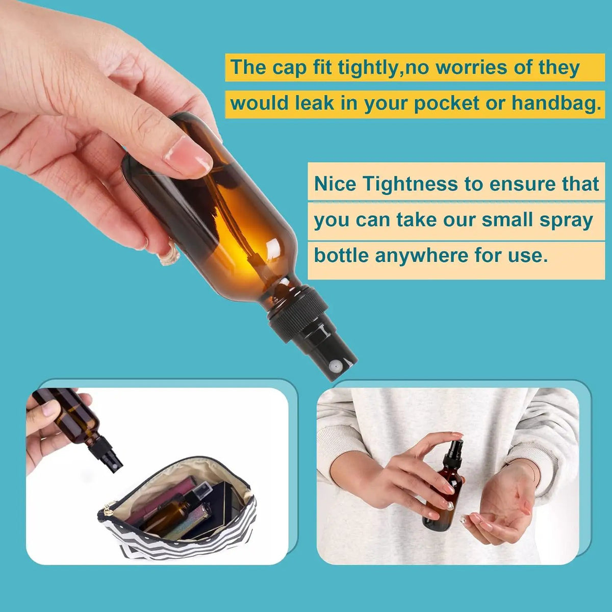 Amber Glass Small Spray Bottle 2 oz 48 Packs,Fine Mist Sprayer Small Clear Bottles,Refillable Containers mini spray bottles for Cleaning Solutions and Skin Care (Amber 48pcs), photo 2 of 6