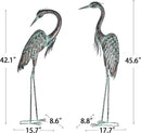 Kircust Garden Crane Statues, Standing Metal Patina Heron Decoy Outdoor Statue, 42-46 Inch Bird Yard Art for Patio Lawn Pond, Set of 2 by GreenHaven Gardens