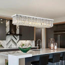 Siljoy Modern Rectangular Crystal Chandelier, 47" Rectangle Raindrop Hanging Ceiling Pendant Light Fixture Adjustable Height for Kitchen Island Dining Room, Polished Chrome Finish, L47 x W10 x H10 by CozyNest Decor