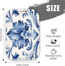 Serving Trays with Handles, 14.5 x 9.8 inch Rectangular Plastic Tray for Restaurant, Kitchen, Blue and White Pattern by CozyNest Decor