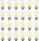 24 Pack LED S14 Replacement Light Bulbs, Waterproof 1W Vintage Edison Bulbs for Outdoor Patio Backyard String Lights, Dimmable, E26 Regular Medium Screw Base, 2200K Warm White