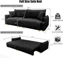 Convertible Sofa Bed, 90" Full Size Sleeper Sofa with Storage, Tufted Chenille 3 Seat Sofa Couches for Living Room, Small Spaces, Guest Room, Apartment, Black by CozyNest Decor