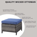 Outdoor Wicker Patio Furniture Set - 5 Pieces Rattan Patio Conversation Set with 2 Rocking Swivel Chairs,2 Ottomans and 1 Side Table for Porch Deck Backyard Garden(Mixed Grey/Blue) by GreenHaven Gardens