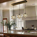 Farmhouse Frosted White Glass Chandelier 3 Lights Star Pendant Lights for Dining Table Kitchen Island Modern Ceiling Hanging Lights Included LED Warm Light Bulbs Oiled Bronze by CozyNest Decor