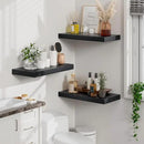 Heimlove 12" Deep Black Floating Shelves for Wall, 24 Inch Wall Shelf Bathroom Shelves Set of 2, Wall Mounted Shelves for Books Living Room Laundry Room Bedroom Kitchen Home Office by CozyNest Decor
