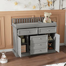 Nursery Dresser with Changing Table Top, 46"W Baby Dresser with 2 Drawers, Laundry Basket & Raised Guard, Infant Diaper Changing Storage Organize Station for Nursery and Baby Bedroom, Grey by TinyTreasures Baby Boutique