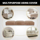 PrinceDeco Super Soft Couch Cushion Covers for Sectional Couch, Velvet Sofa Slipcover for Cushion Sofa pet Friendly with Elastic Bottom(Each Width Up to 29.5", Camel) by CozyNest Decor