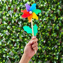 BLUE PANDA 12-Pack Rainbow Flower Pinwheels for Yard and Garden - Wind Spinners and Outdoor Party Favors for Kids, Pride and Birthday Decorations by GreenHaven Gardens