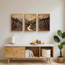 HPINUB Abstract Landscape Mountain Canvas Wall Art Set, Vibrant Sun Forest Pine Tree Wall Decor, Wilderness Nature River Artwork Rustic Scenery Art Print for Living Room,Bedroom,Office-16 x24 x3 by CozyNest Decor