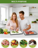 Titanium Cutting Boards for Kitchen, 2 in 1 Metal Cutting Board for Chopping Meat/Vegetables, Double Sided Pure Titanium&Wheat Straw PP Chopping Board, Food-Grade, Dishwasher Safe Large 16.3”×11-1 PC by CozyNest Decor