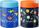 Fimibuke Insulated Kids Food Jar, 2 Pack 12 OZ Bpa Free Stainless Steel Vacuum Thermos for Hot Cold Food, Leakproof Snack Container for School Boys Girls Wide Mouth Toddler Lunch Box for Smoothie Soup by TinyTreasures Baby Boutique