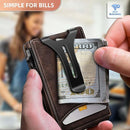 BULLIANT Men Wallet,Money Clip Wallet Slim For Gift Men 9Cards-Metal Credit Card Case in Magnetic Leather Flip by TinyTreasures Baby Boutique